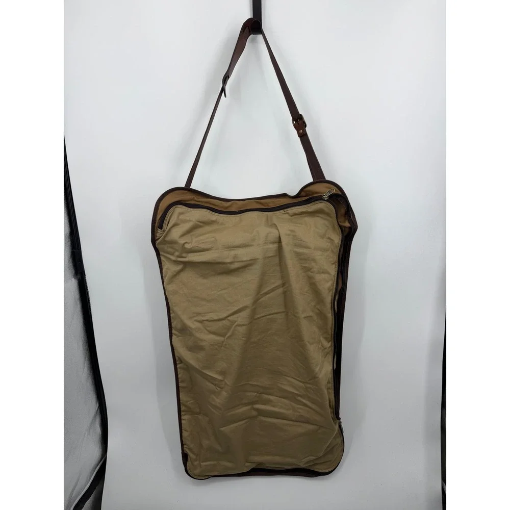 Duluth Trading Co Fire Hose Canvas Garment Bag one night stand Tan Leather Trim